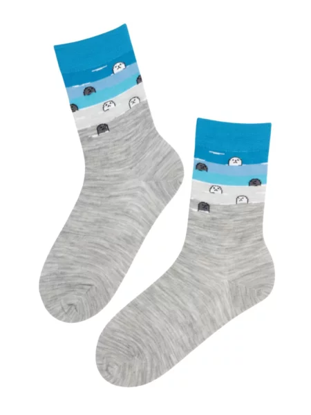 Sokisahtel Ponožky HEYYOU merino wool socks with seals' šedá