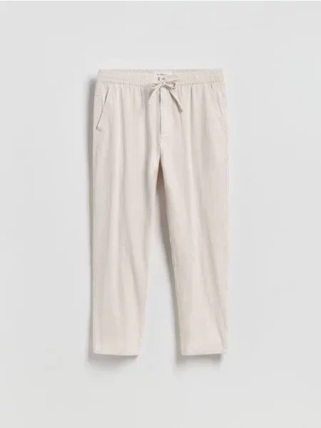 Reserved Pantaloni carrot cu conținut ridicat de in deschis gri