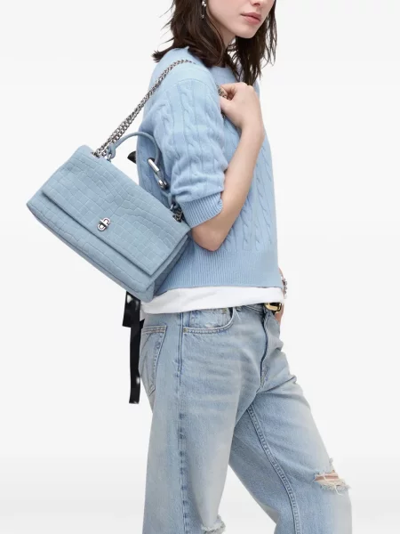 Colier Marc Jacobs din piele de căprioară albastru