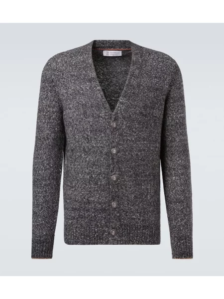 Kardigan Brunello Cucinelli wełniany szary