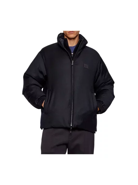 Kurtka puchowa Emporio Armani wełniana dwustronna czarna