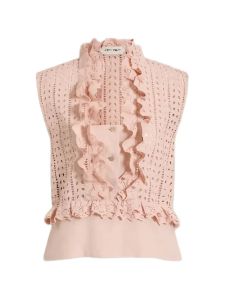 Top Alberta Ferretti cu volane roz