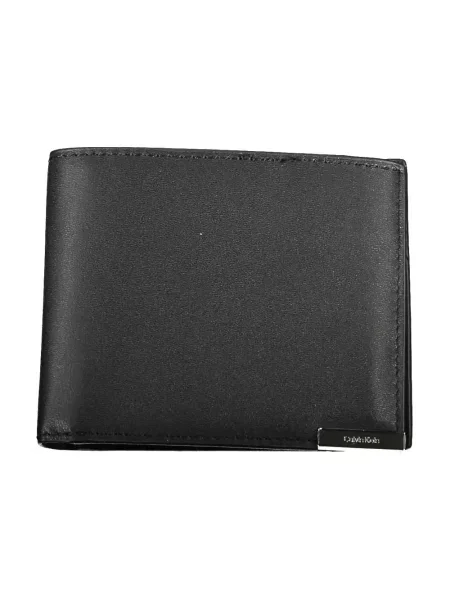 Lniany portfel Calvin Klein czarny