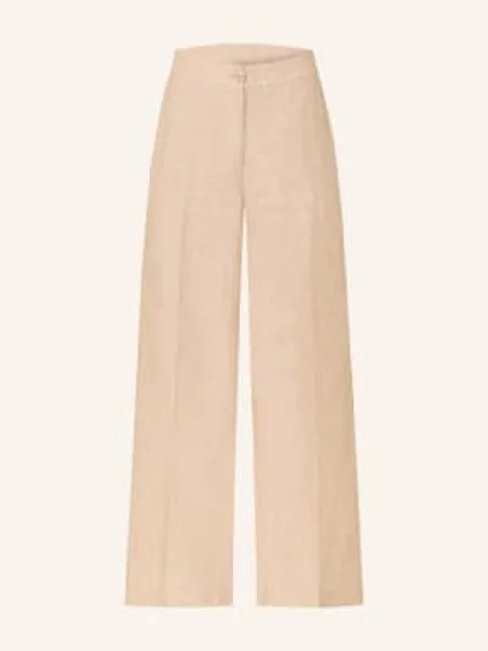 Opus Spodnie Z Lnu Maikito Light beige beżowe