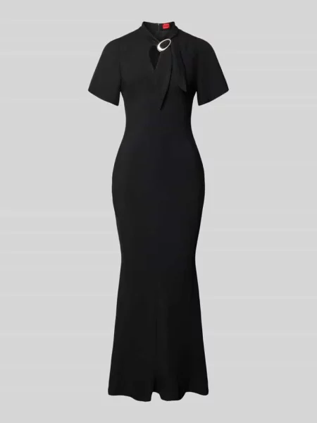 Długa sukienka o wąskim kroju z czystej model ‘KIWENI’ czarna