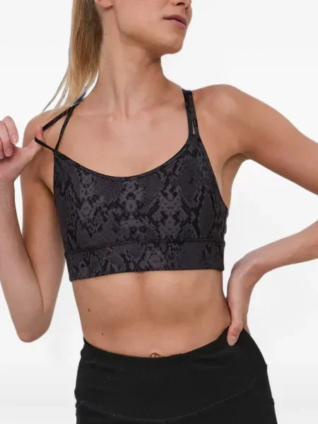 Презрамки спортен сутиен Dkny с принт със змийски принт черно