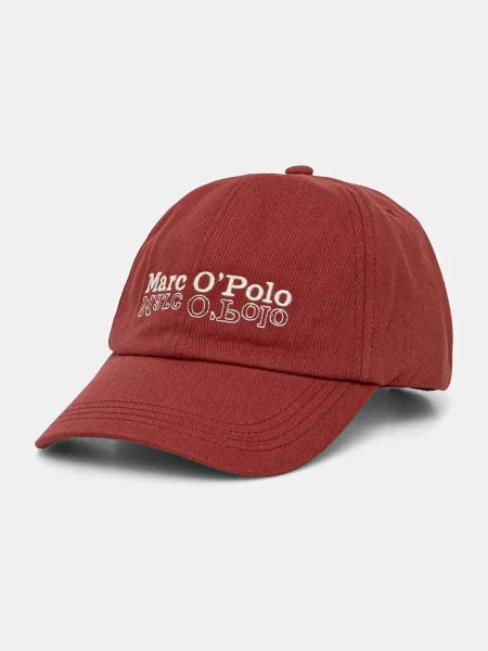 Шапка с козирка Marc O'Polo с апликация червено