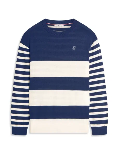 TOMMY HILFIGER Pulover bleumarin alb