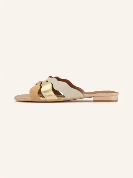 Kurt Geiger Klapki Sun Wave gold beżowe