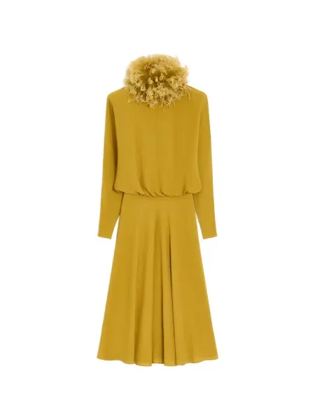 Rochie midi Valentino Garavani cu pene galben