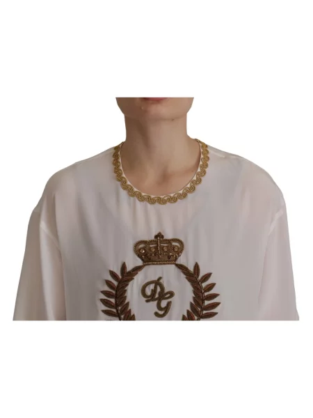 Haftowana koszulka Dolce And Gabbana biznesowa biała