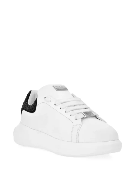 Sneakerși Philipp Plein cu platformă de cristal alb