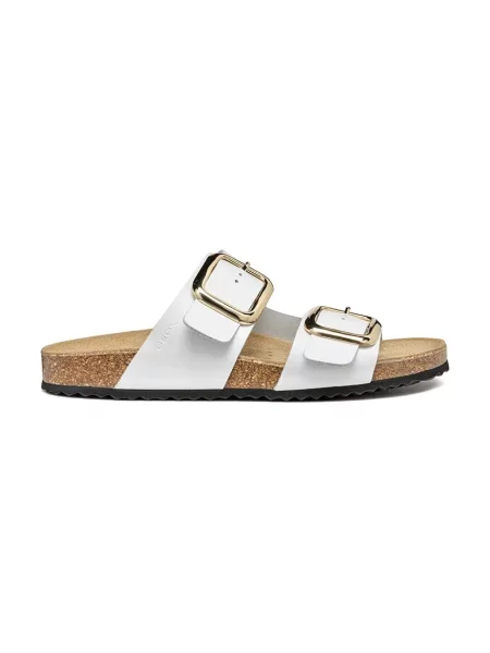 Geox șlapi de piele D BRIONIA R alb