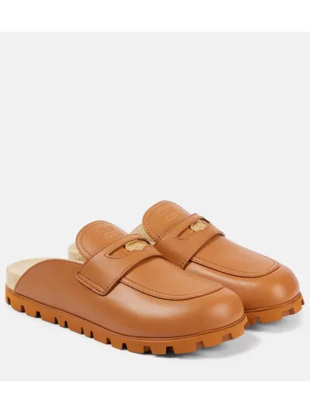 Usnjene mules Miu Miu rjava