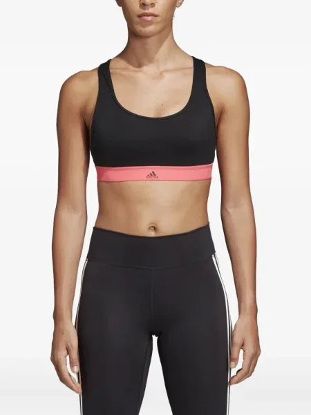 Legginsy Adidas do biegania z nadrukiem z dekoltem w serek czerwone