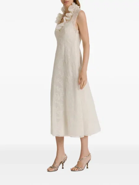 Rochie midi Alberta Ferretti cu volane alb