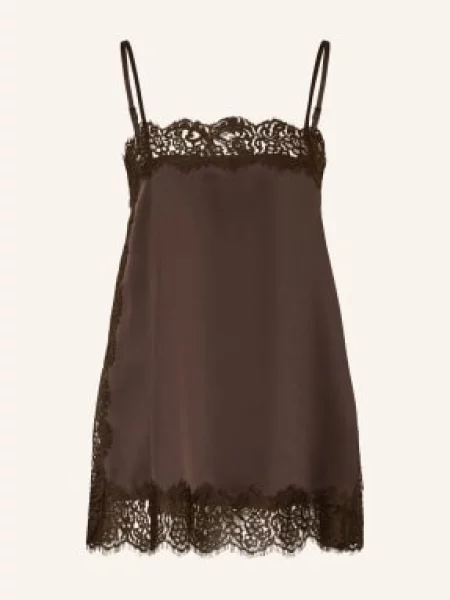 Darling Harbour Saténové Tričko S Krajkou dark brown hnědé