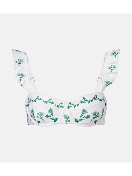 Top Agua By Agua Bendita cu model floral cu volane alb