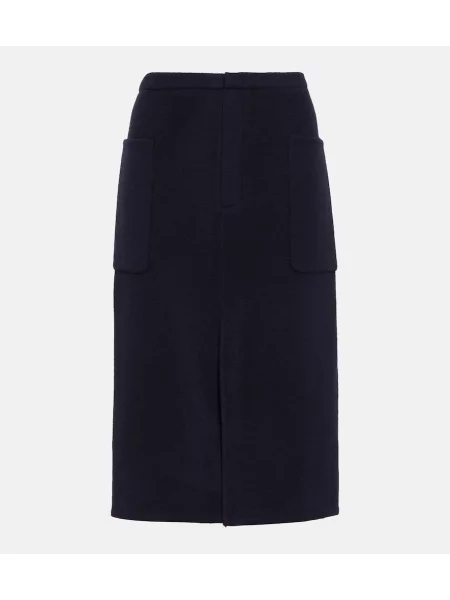 Fustă tip creion Vince cu talie înaltă de lână albastru