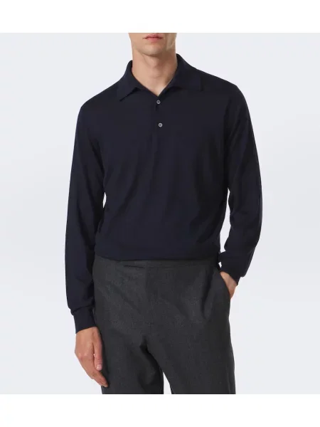 Tricou polo Thom Sweeney de mătase albastru