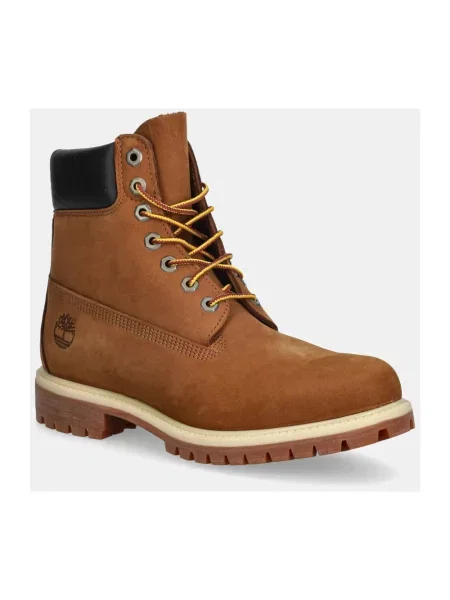 Botki Timberland sznurowane koronkowe brązowe