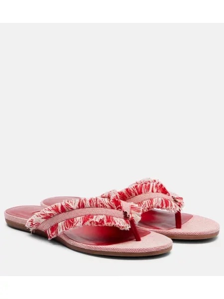 Chiloți tanga Jimmy Choo cu franjuri din canvas roșu