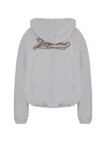 Hanorac cu glugă Jacquemus cu broderie gri