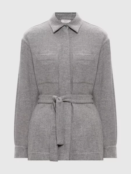 Сорочка з вовни і кашеміру з люрексом Peserico сіра