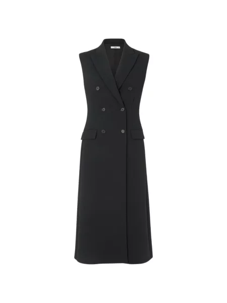 Rochie midi Fendi fără mâneci cu două rânduri de nasturi negru