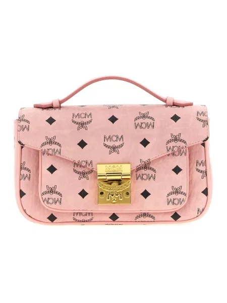 Lniana torebka crossbody Mcm różowa