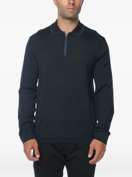 Gulerat tricou polo Emporio Armani de lână albastru