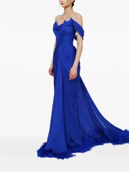 Rochie maxi Iris Serban cu volane albastru