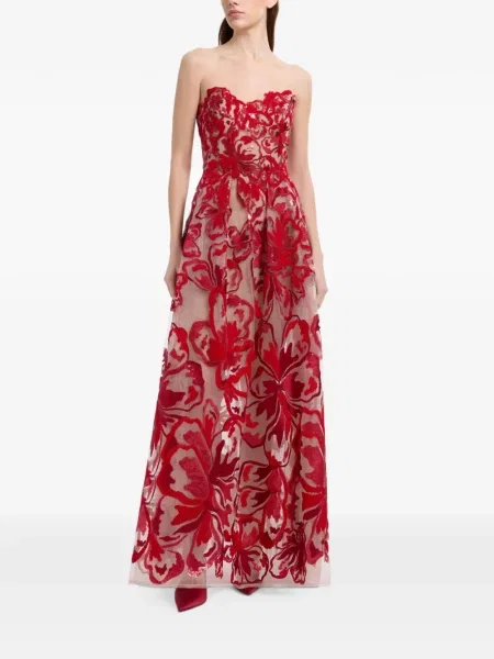 Rochie maxi Elie Saab de catifea roșu