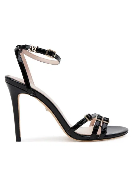 Кожени сандали Guess STRAPPY BUCKLE SANDAL черно