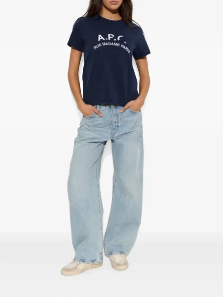 Tricou A.p.c. cu broderie albastru