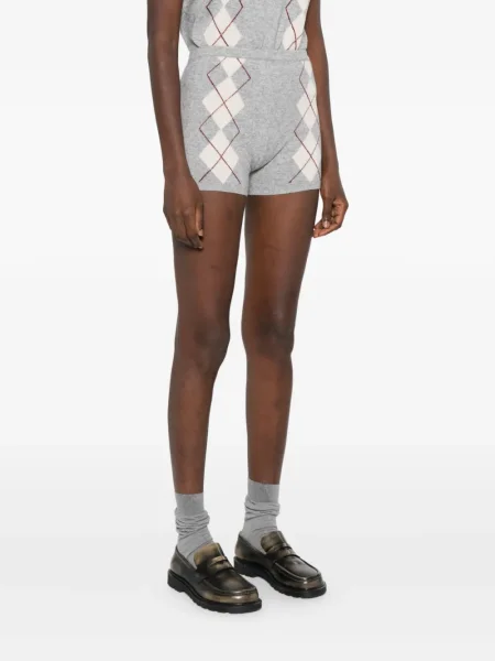 Dzianinowe szorty Sandro z wzorem argyle szare