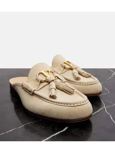 Semišové loafersy Valentino Garavani béžová