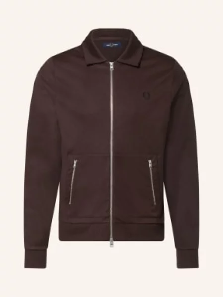 Fred Perry Bunda Na Trénink S Pruhy tmavě hnědá