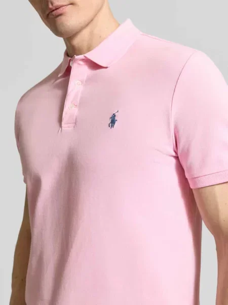 Costum krój slim fit koszulka polo z mieszanka bawełny Polo Ralph Lauren różowa