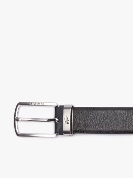 Кожаный ремень Lacoste с ремешками черный