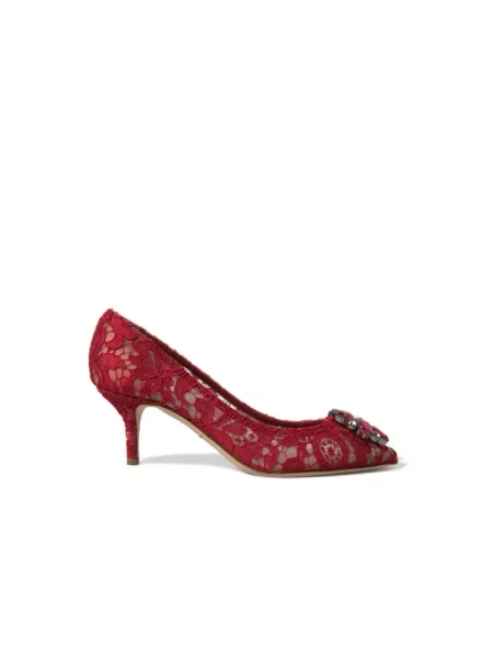 Czółenka Dolce And Gabbana koronkowa czerwona