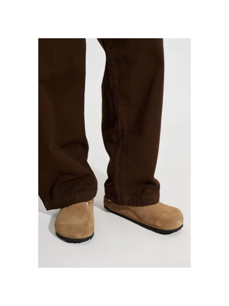 Klapki Birkenstock zamszowe beżowe
