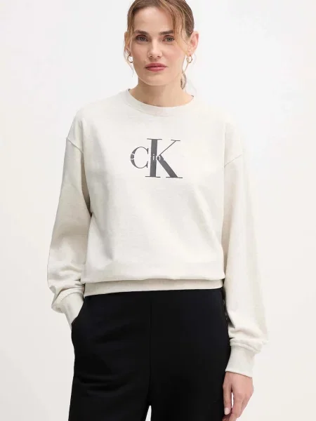 Calvin Klein Jeans Суитшърт Monologo Сив бежово