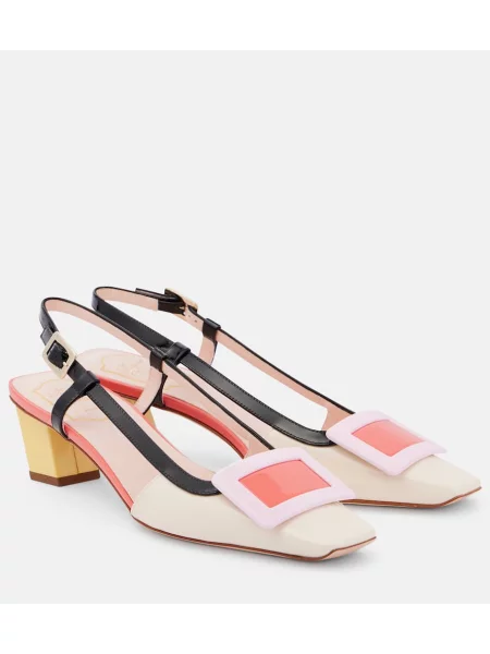 Кожени полуотворени обувки Roger Vivier от лакирана кожа с отворена пета