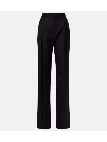 Pantaloni Saint Laurent de lână cu picior lat negru