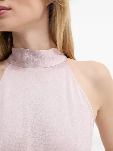 Rochie midi Samsøe Samsøe până la genunchi cu gât halter de costum roz