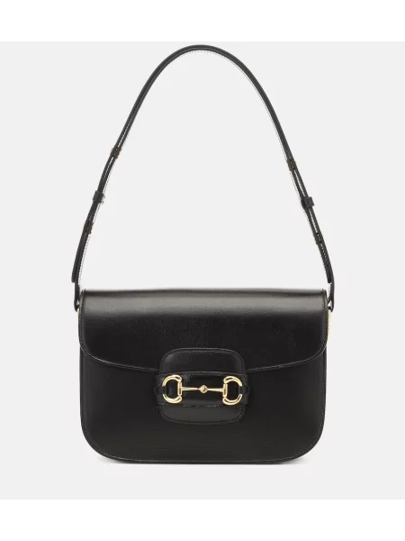 Geanta de piele Gucci Horsebit din piele negru
