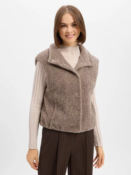 Marc O'polo Kamizelka Z Futerkiem Typu Teddy beige szara