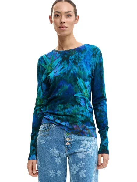 Dzianinowy sweter Desigual niebieski