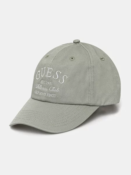 Шапка с козирка Guess LUREX с апликация зелено